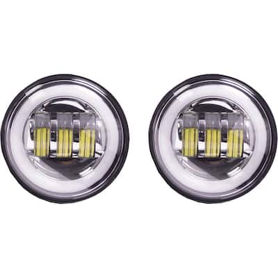 Heise - 4.5" 6-LED Motorcycle Auxiliary Headlight with Halo (2-Pack) - Black