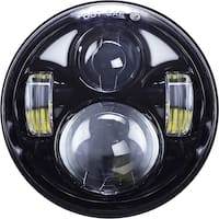 Heise - 5.6" 8-LED Round Motorcycle Headlight with Partial Halo - Black - Front_Zoom