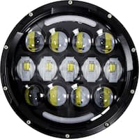 Heise - 7" 13-LED Round Motorcycle Headlight with Partial Halo - Black - Front_Zoom
