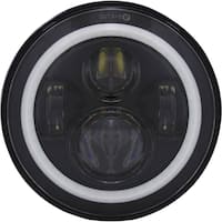 Heise - 7" 6-LED Round Motorcycle Headlight with Halo - Black - Front_Zoom