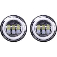 Heise - 4.5" 6-LED Motorcycle Auxiliary Headlight with Halo (2-Pack) - Silver - Front_Zoom