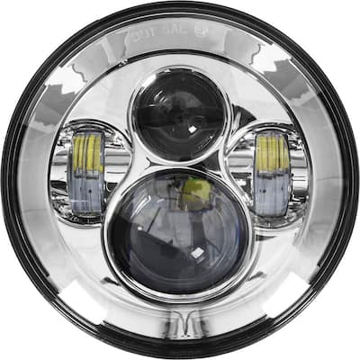 Heise - 7" 6-LED Round Motorcycle Headlight - Silver