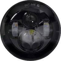 Heise - 7" 6-LED Round Motorcycle Headlight - Black - Front_Zoom