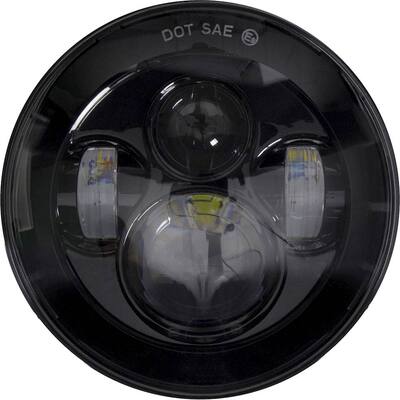 Heise - 7" 6-LED Round Motorcycle Headlight - Black