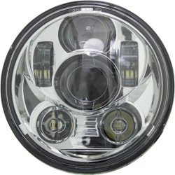 Heise - 5.6" 8-LED Round Motorcycle Headlight - Silver - Front_Zoom