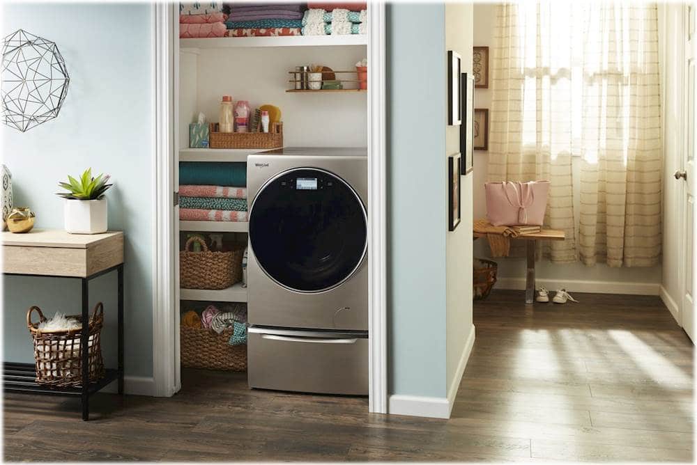 Alt View 19. Whirlpool - 2.8 Cu. Ft. High Efficiency Smart Front Load Washer and Electric Dryer Combo with Load & Go Plus Dispenser - Cashmere.
