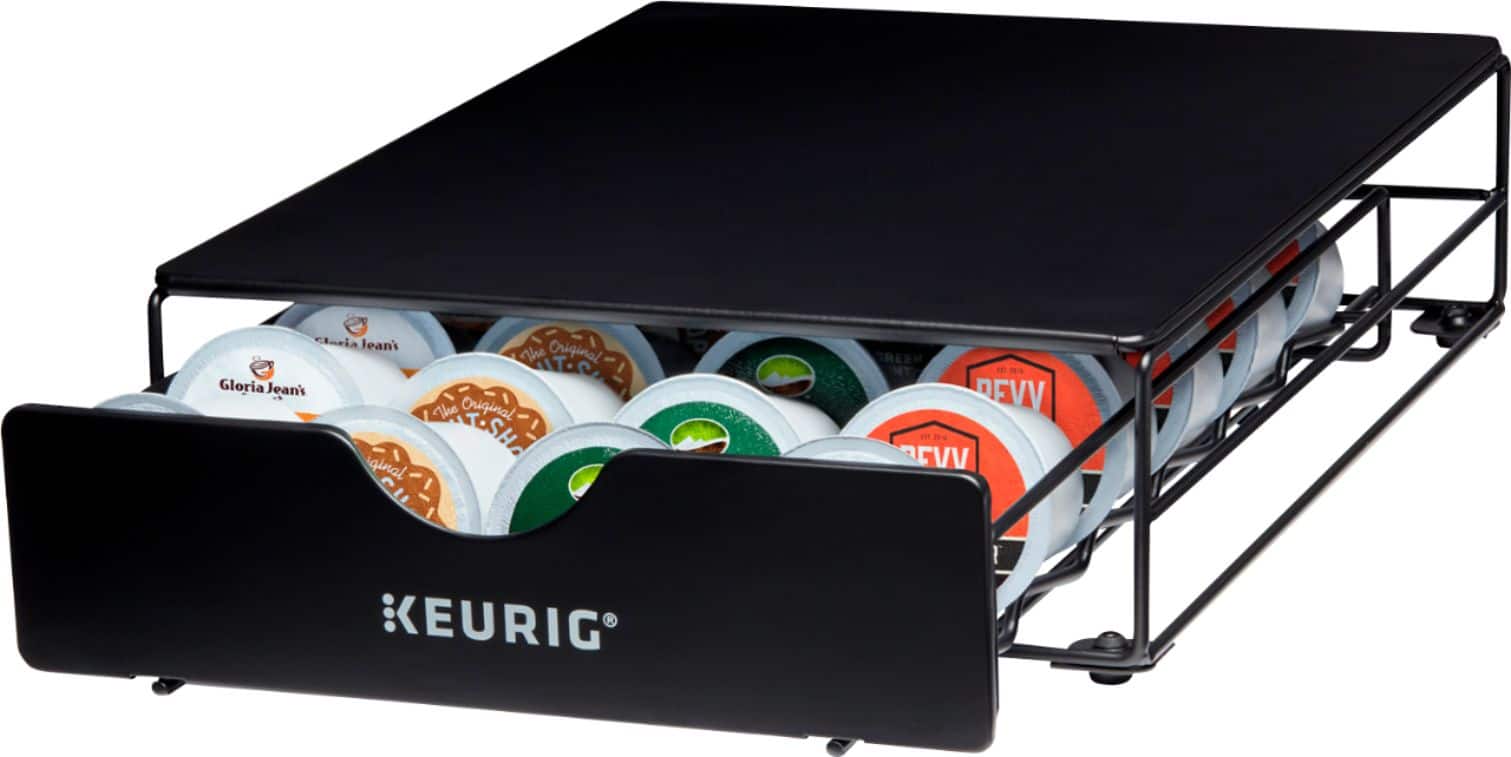 Left. Keurig - 24 K-Cup Coffee Pods Slim Non-Rolling Storage Drawer - Black.