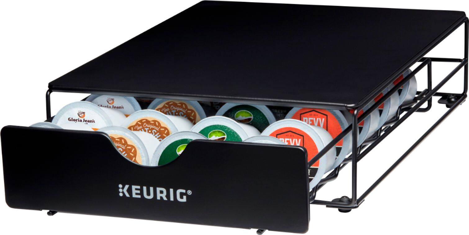 Left. Keurig - 24 K-Cup Coffee Pods Slim Non-Rolling Storage Drawer - Black.