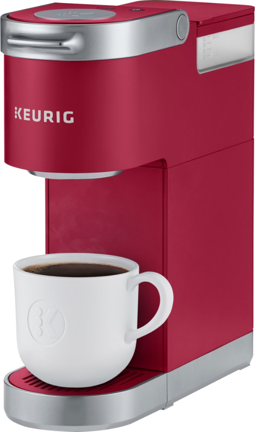 Left View: Keurig - K-Mini Plus Single Serve K-Cup Pod Coffee Maker - Cardinal Red