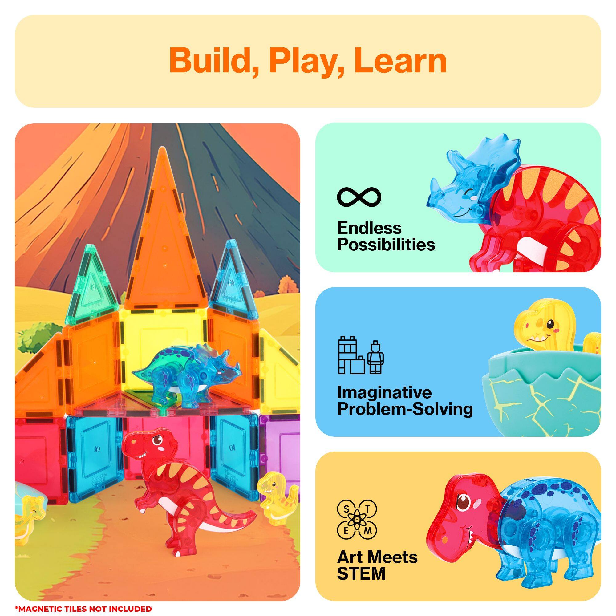 Build, Play, Learn

Endless Possibilities

Imaginative Problem-Solving

Art Meets STEM

*MAGNETIC TILES NOT INCLUDED