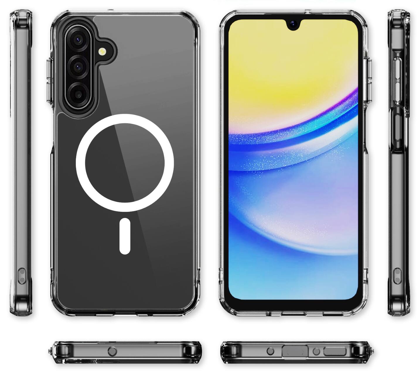 Alt View 9. Nakedcellphone - Clear Case for Samsung Galaxy A17 5G Phone - Compatible with MagSafe Mounts/Wallets - Clear.