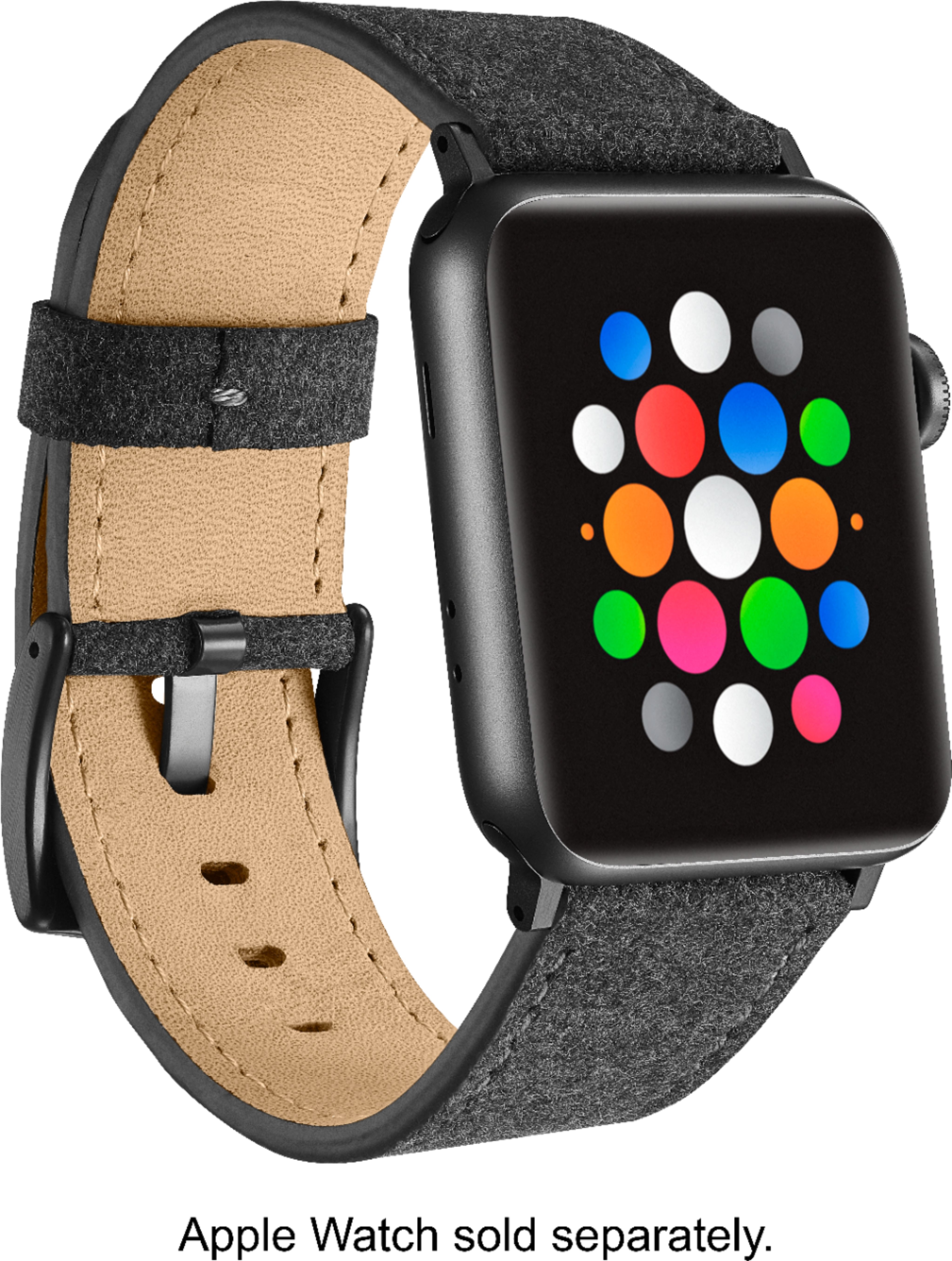 Angle View: Platinum™ - Fabric Watch Strap for Apple Watch® 42mm and 44mm - Dark Gray
