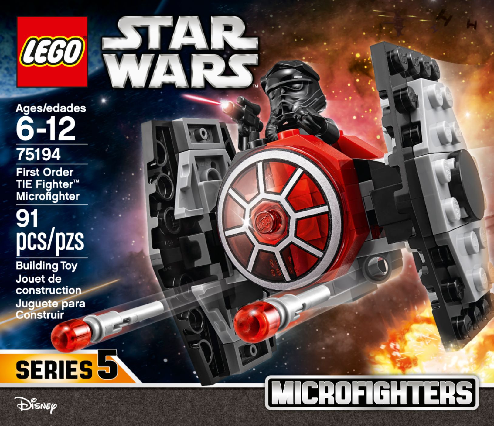 A8 Lego Star Wars First Order TIE Fighter Microfighter 91 pieces 75194 