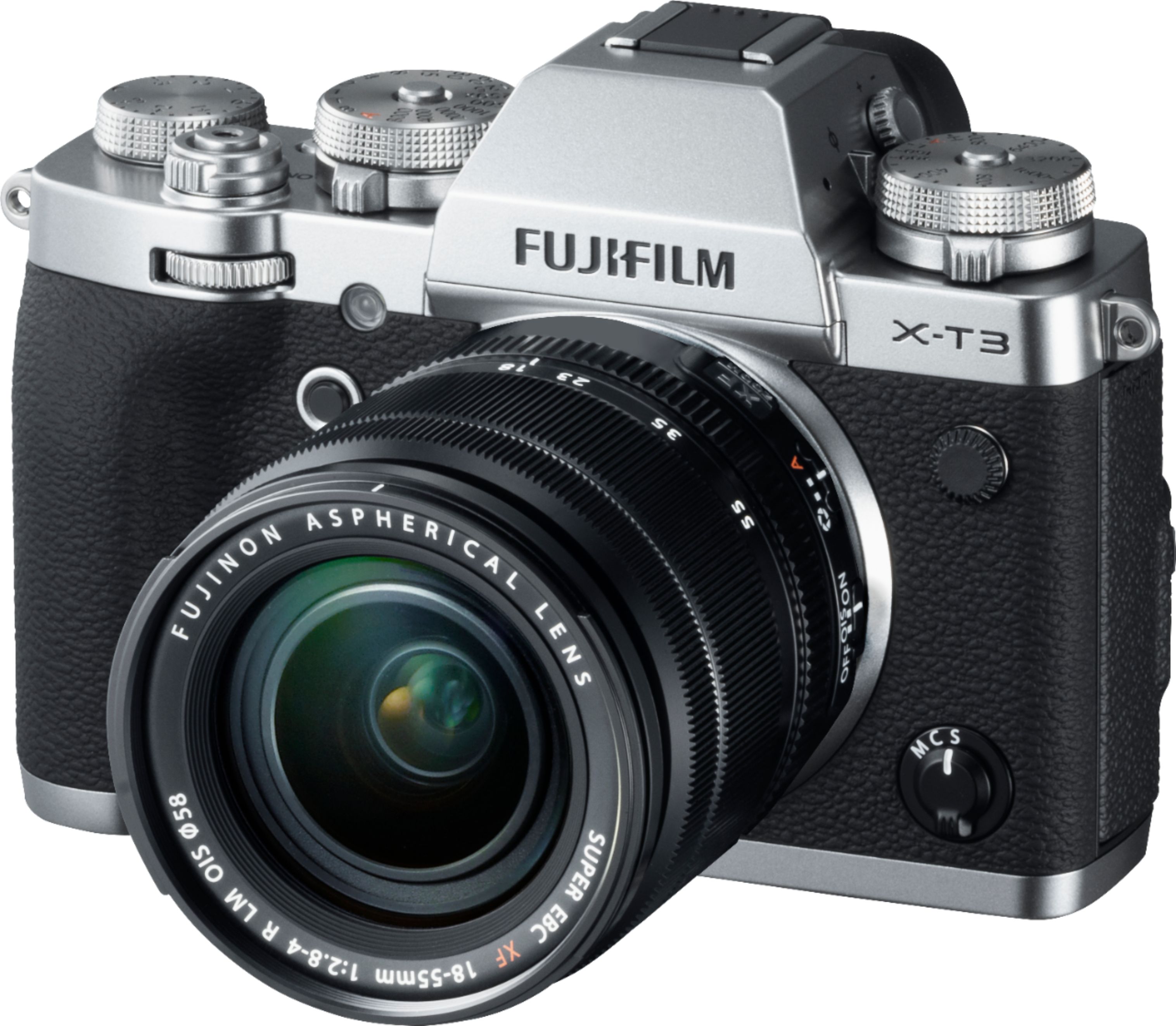 Left View: Fujifilm - X Series X-T3 Mirrorless Camera with XF18-55mm F2.8-4 R LM OIS Lens - Silver