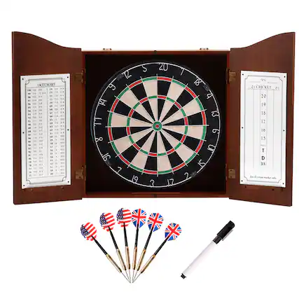 The text on the dartboard chart is:
"QUICKCHART
VS
CRICKET
01
20
19
18
17
16
15
14
13
12
11
10
9
8
7
6
5
4
3
2
1
USE DRY CROSS MARKER ONLY"