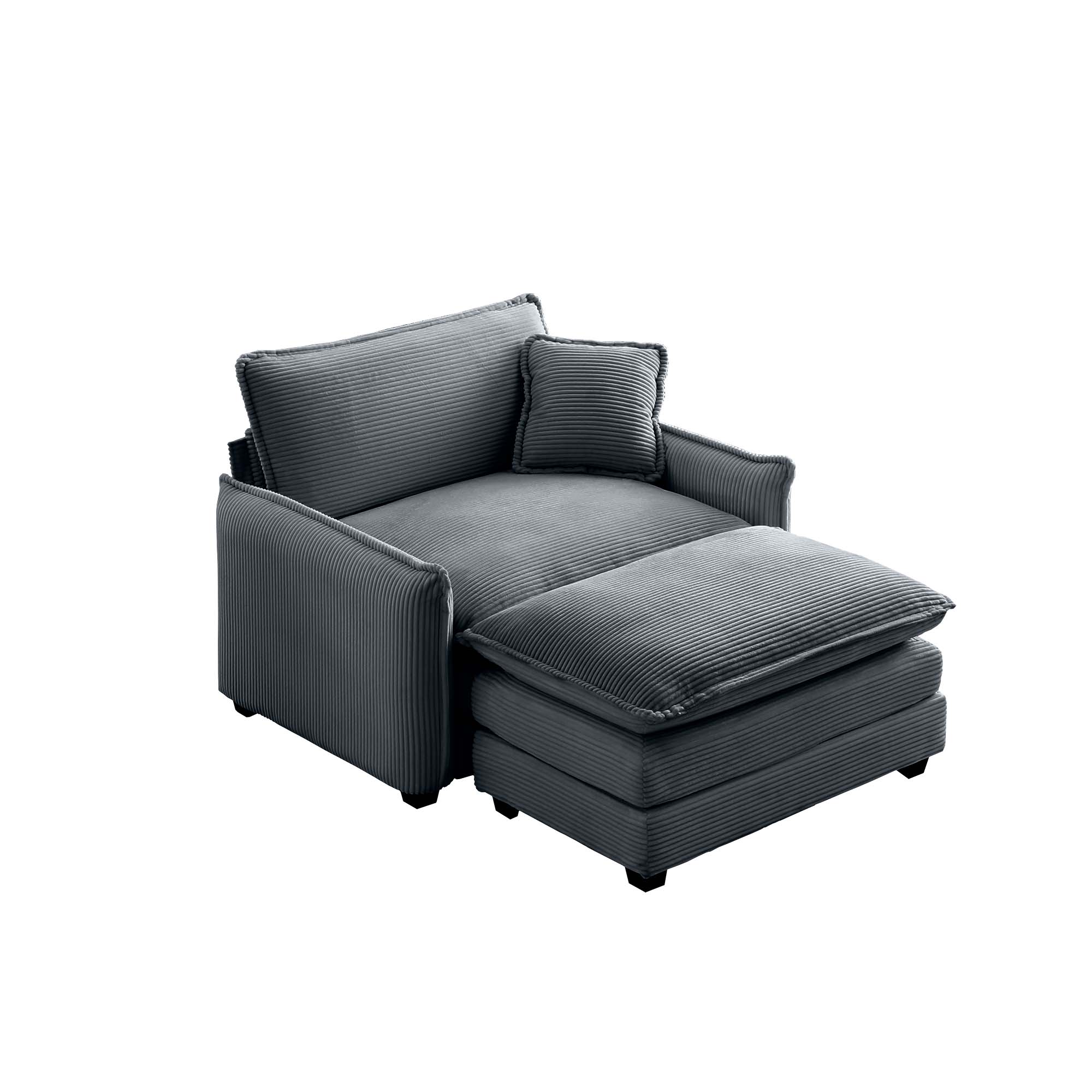Alt View 2. LOVMOR - Single Deep Seat Sofa With Footstool With One Pillow Suitable for Living Room and Bedroom Club Multiple OccasionsGrey - Grey.
