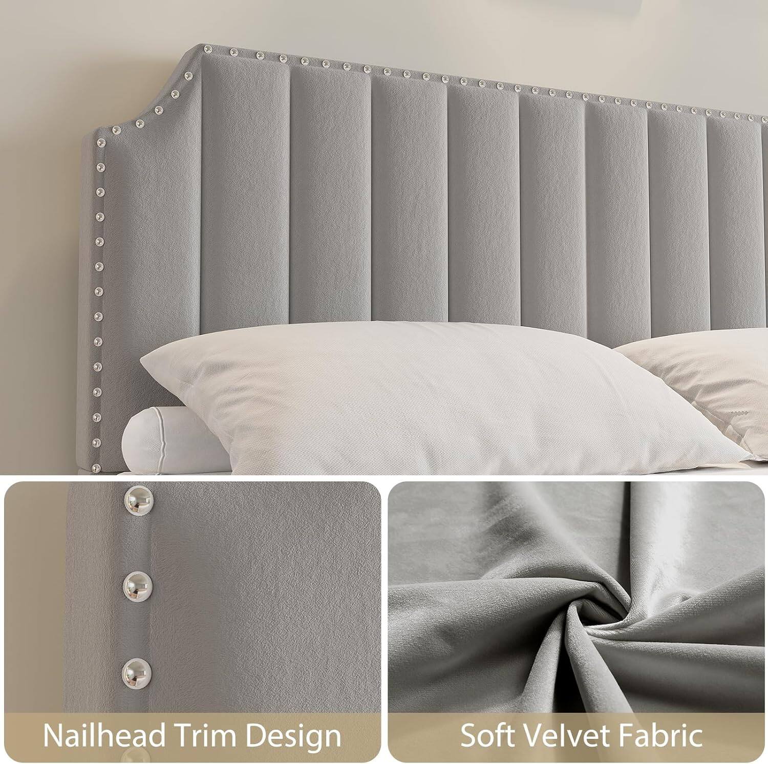 Nailhead Trim Design  
Soft Velvet Fabric