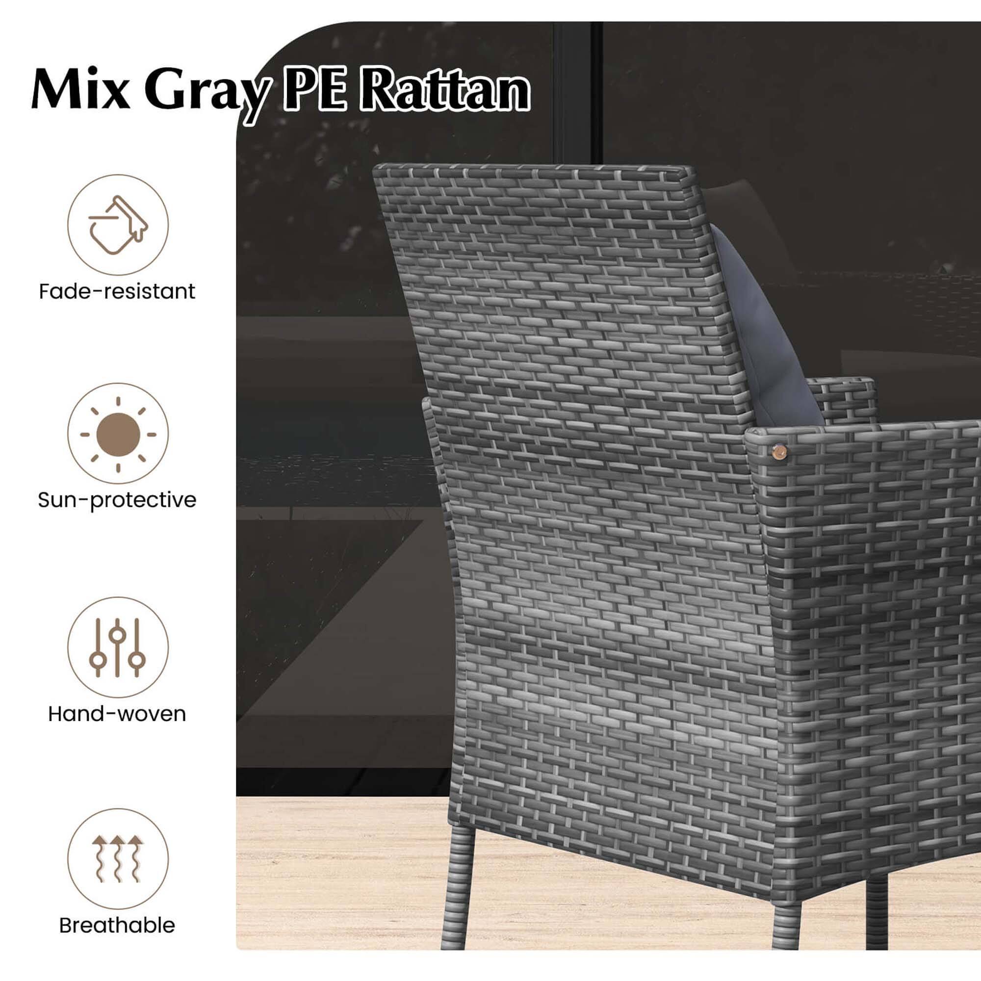 Mix Gray PE Rattan Fade-resistant Sun-protective Hand-woven Breathable