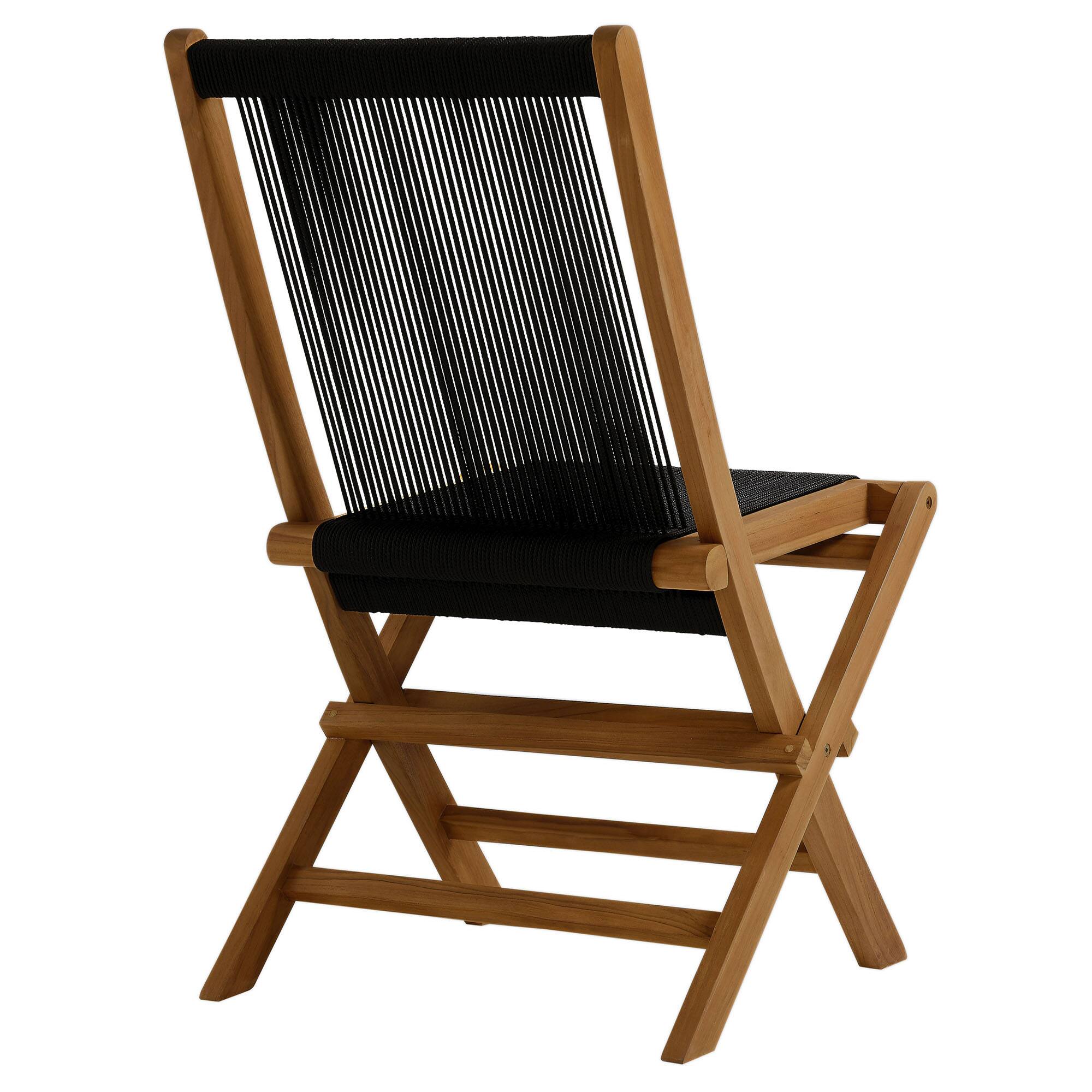 Alt View 5. Modway - Vienna Outdoor Patio Teak and Rope Folding Chairs Set of 4 by Modway - Natural Black.