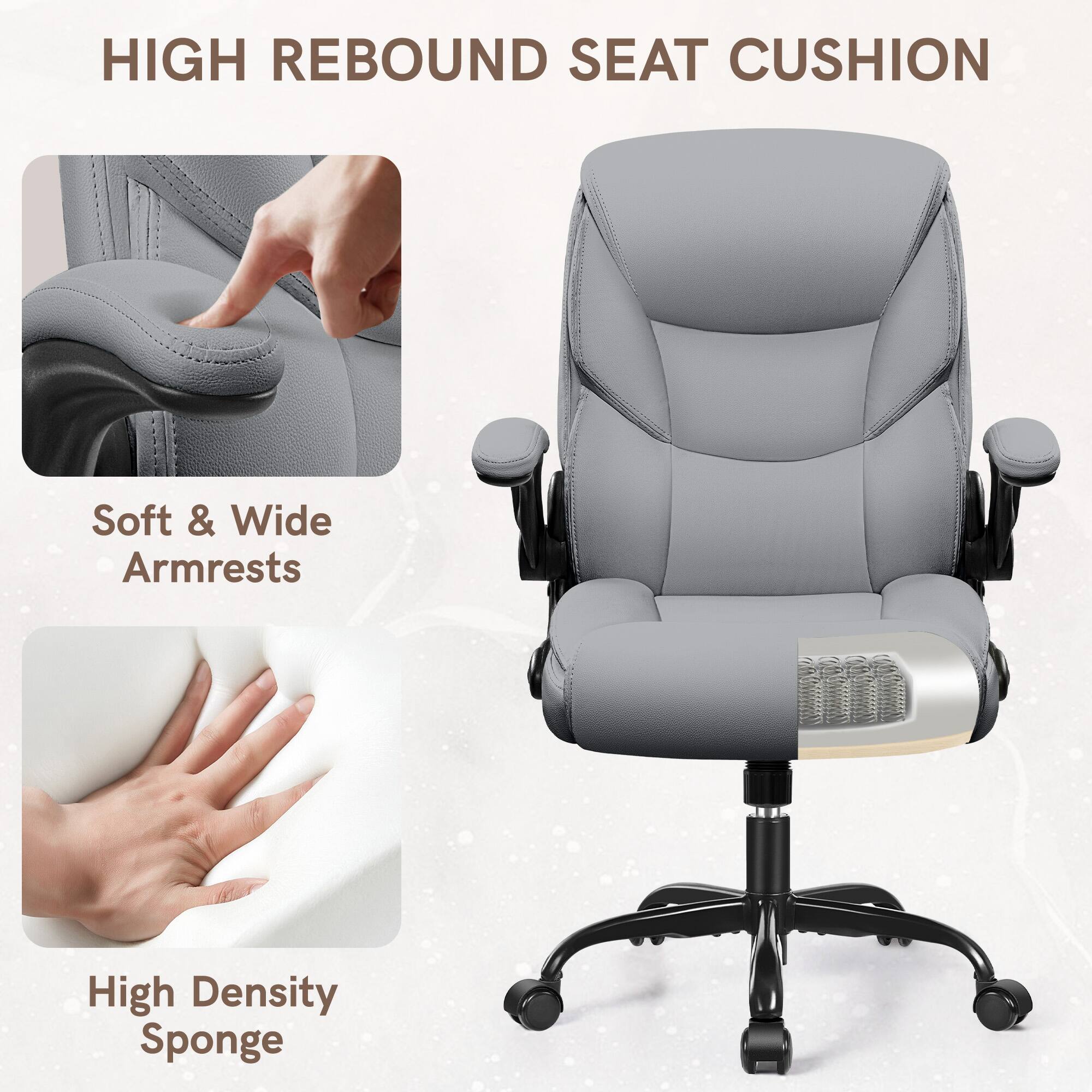 HIGH REBOUND SEAT CUSHION

Soft & Wide Armrests

High Density Sponge