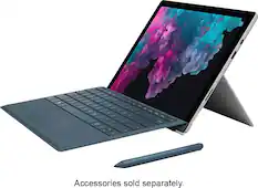 Left. Microsoft - Geek Squad Certified Refurbished Surface Pro 6 - 12.3" Touch-Screen - Intel Core i5 - 8GB Memory - 128GB SSD - Platinum.