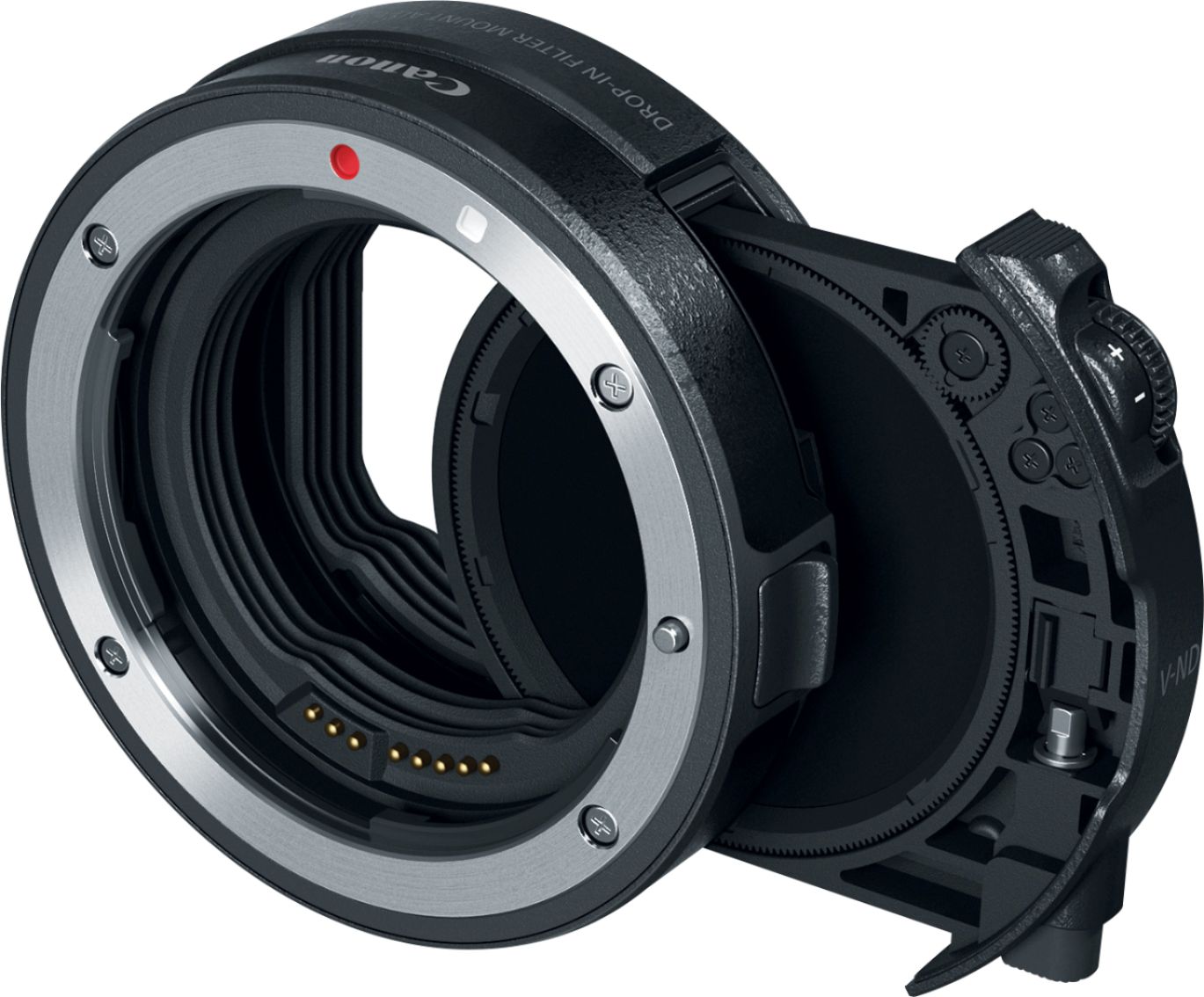 Angle View: Canon - EF-EOS R5, EOS R6, EOS R and EOS RP Drop-In Filter Lens Mount Adapter with Drop-In Variable ND Filter A