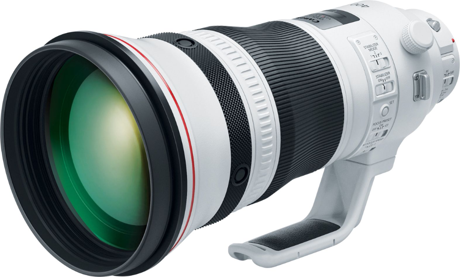 Left View: Canon - EF 300mm f/2.8L IS II USM Telephoto Lens - White
