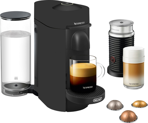 Nespresso - De'Longhi VertuoPlus Coffee Maker and Espresso Machine with Aeroccino Milk Frother - Black Matte was $249.99 now $124.99 (50.0% off)