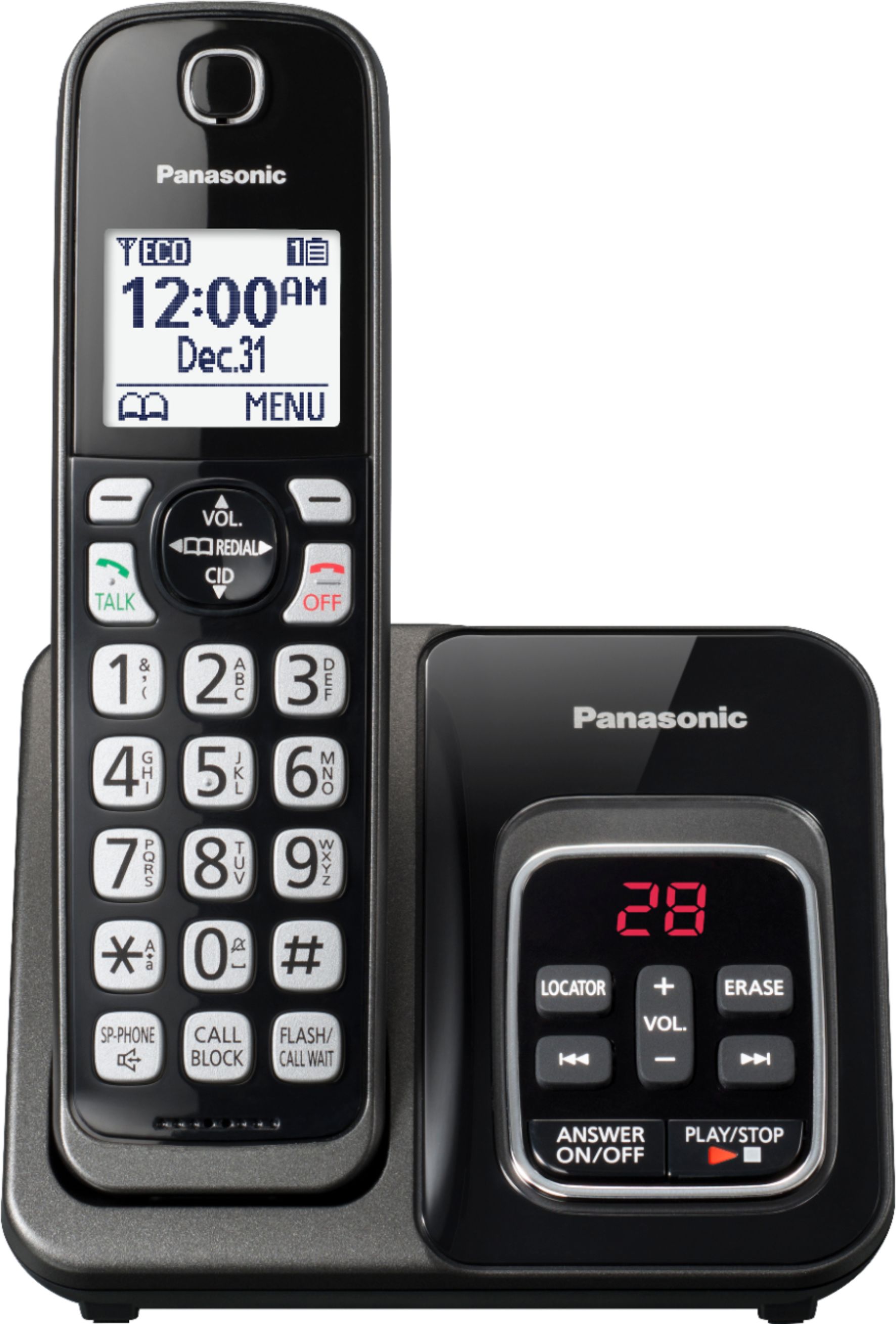 Angle View: Panasonic - KXTGD530M DECT 6.0 Expandable Cordless Phone System with Digital Answering System - Metallic Black