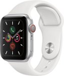 Front Zoom. Apple Watch Series 5 (GPS + Cellular) 40mm Silver Aluminum Case with White Sport Band - Silver Aluminum (Verizon).