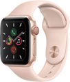 Front Zoom. Apple Watch Series 5 (GPS + Cellular) 40mm Gold Aluminum Case with Pink Sand Sport Band - Gold Aluminum (Verizon).