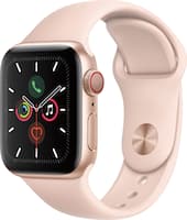 Apple Watch Series 5 (GPS + Cellular) 40mm Gold Aluminum Case with Pink Sand Sport Band - Gold Aluminum (Verizon) - Front_Zoom