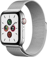 Apple - Apple Watch Series 5 (GPS + Cellular) 44mm Stainless Steel Case with Stainless Steel Milanese Loop - Stainless Steel (Verizon) - Front_Zoom