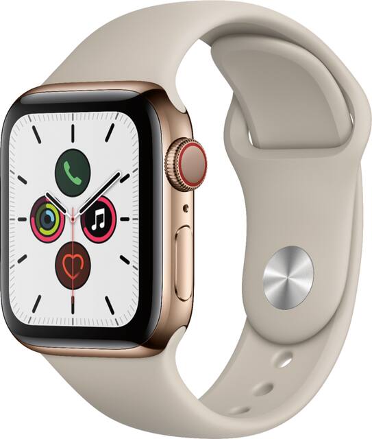 Apple Watch Series 5 Gps Cellular 40mm Gold Stainless Steel Case With Stone Sport Band Gold Stainless Steel Verizon Mwwu2ll A Best Buy