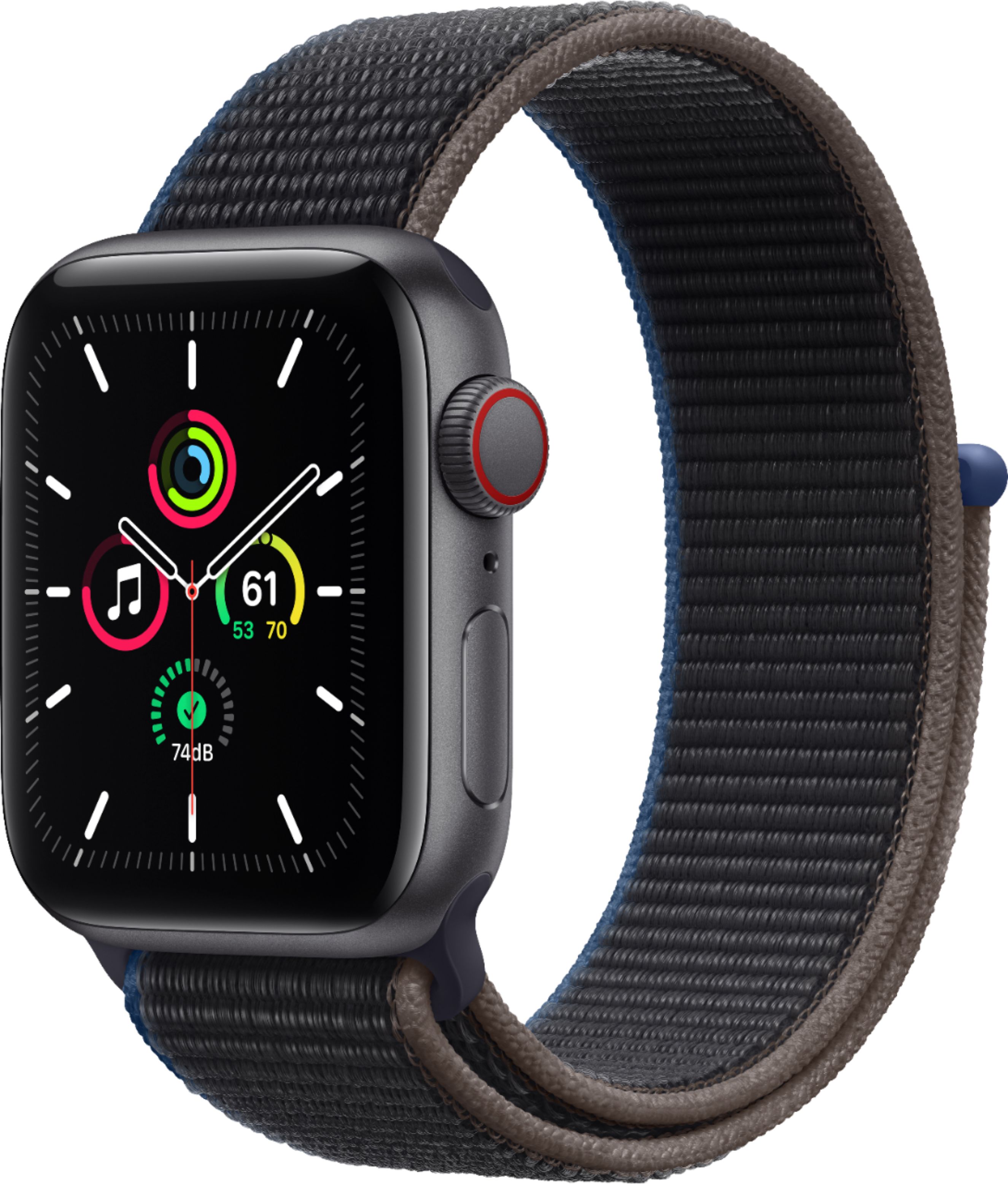 Apple Watch SE (GPS + Cellular) 40mm Space Gray Aluminum Case with Charcoal Sport Loop - Space Gray (Verizon)