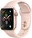 Left. Apple - Apple Watch Series 4 (GPS + Cellular) 40mm Gold Aluminum Case with Pink Sand Sport Band.