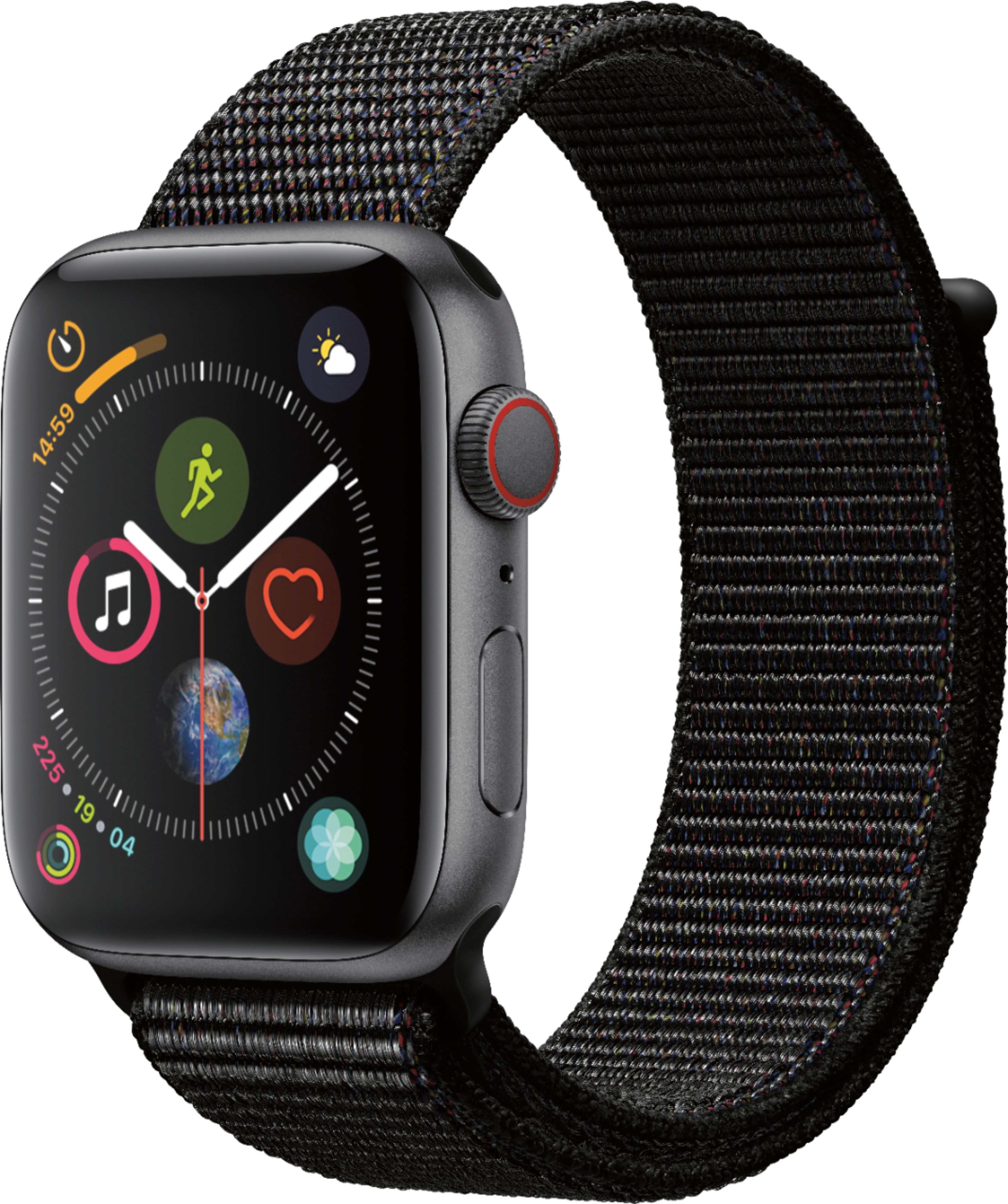 Apple Watch Series 4 (GPS + Cellular) 44mm Space Gray Aluminum Case with  Black Sport Loop (Verizon) MTUX2LL/A - Best Buy