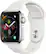 Left. Apple - Apple Watch Series 4 (GPS + Cellular) 40mm Stainless Steel Case with White Sport Band - Stainless Steel.
