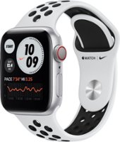 Apple Watch Nike Series 6 (GPS + Cellular) 40mm Silver Aluminum Case with Pure Platinum/Black Nike Sport Band - Silver (Verizon) - Front_Zoom