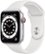 Front Zoom. Apple Watch Series 6 (GPS + Cellular) 44mm Aluminum Case with White Sport Band - Silver (Verizon).