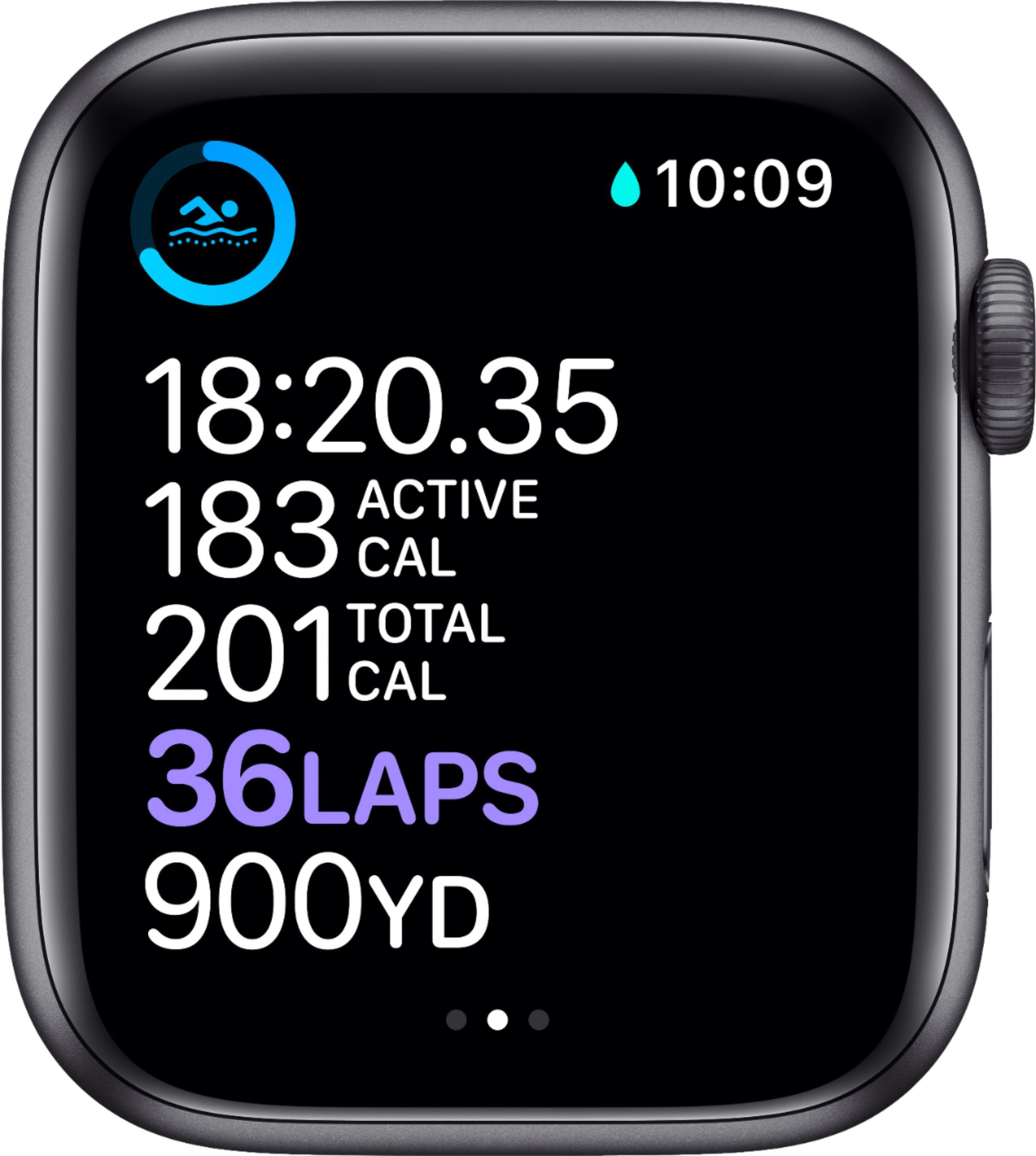 Alt View 13. Apple - Apple Watch Series 6 (GPS + Cellular) 44mm Aluminum Case with Black Sport Band - Space Gray.