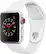 Left. Apple - Apple Watch Series 3 (GPS + Cellular) 38mm Silver Aluminum Case with White Sport Band - Silver Aluminum.