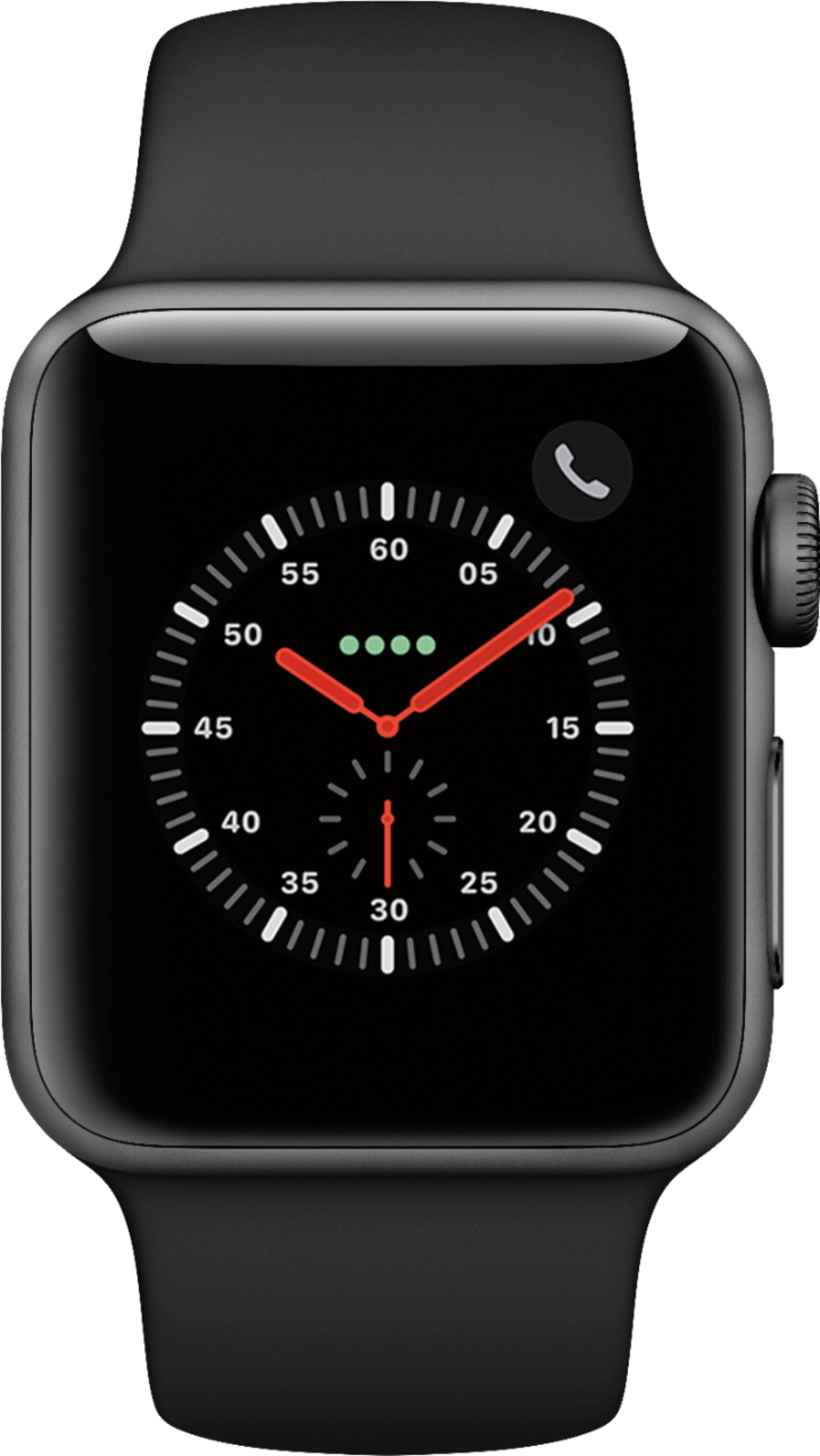 Best Buy: Apple Watch Series 3 (GPS + Cellular) 38mm Space Space Gray  Aluminum Case with Black Sport Band Space Gray Aluminum (Verizon) MTGH2LL/A