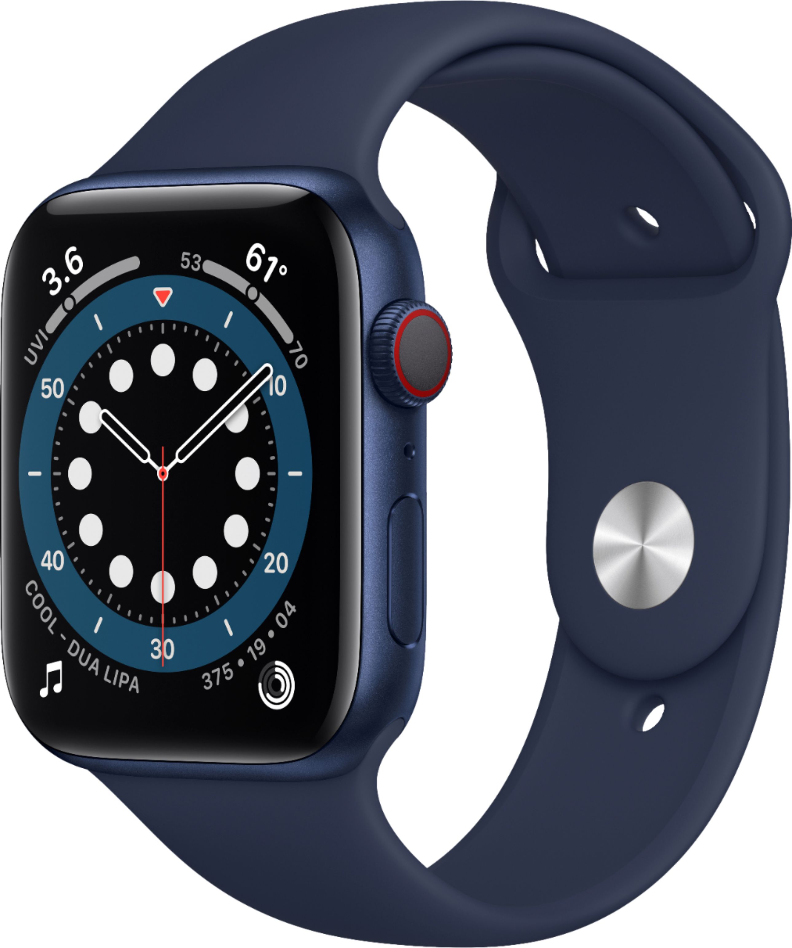 Apple Watch Series 6 (GPS + Cellular) 44mm Blue Aluminum Case with Deep Navy Sport Band - Blue (Verizon)
