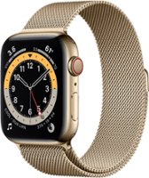 Apple Watch Series 6 (GPS + Cellular) 44mm Gold Stainless Steel Case with Gold Milanese Loop - Gold (Verizon) - Front_Zoom