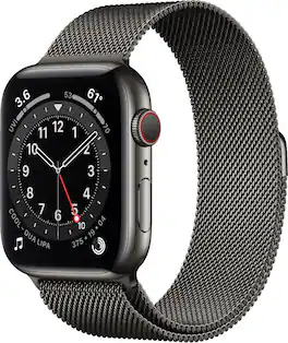 Geek Squad Certified Refurbished Apple Watch Series 6 (GPS + Cellular) 44mm Stainless Steel Case - Space Gray (Verizon) - (2020)