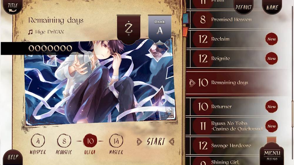 The image shows a music album cover with a woman on it. The album cover is titled "Remaining Days" and features a picture of a woman. The album has a total of 12 songs, with the first song being "Promised Heaven." The remaining songs are listed in the order of 12, 11, 10, 9, 8, 7, 6, 5, 4, 3, 2, and 1. The album cover also includes a menu with various options, such as "New," "Returner," "Help," "Acoustic," "Ulira," "Master Start," "Ryusa No Toba," "Casino de Quicksand," and "Shining Girl."