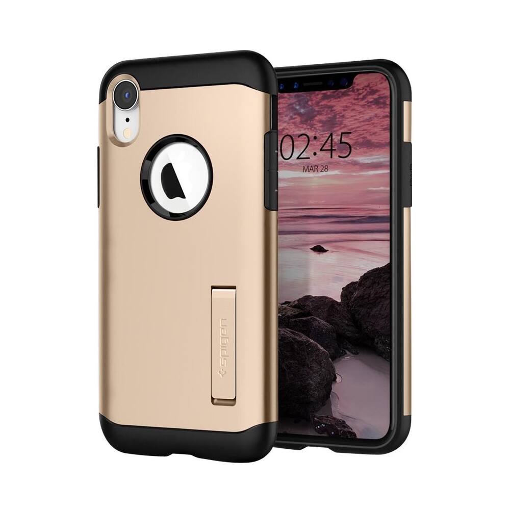 Angle. Spigen - Slim Armor Case for Apple® iPhone® XR - Champagne Gold.