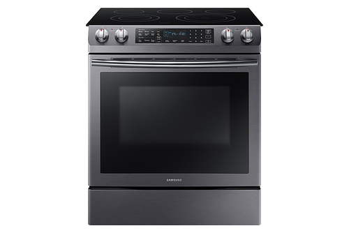 Samsung - 5.8 Cu. Ft. Self-Cleaning Fingerprint Resistant Slide-In Electric Convection Range - Black stainless steel was $1529.99 now $997.99 (35.0% off)