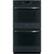 Front. GE - Profile 27" Built-In Double Electric Convection Wall Oven - Black stainless steel.